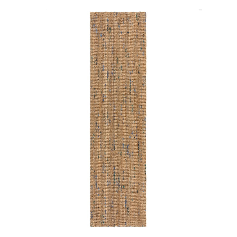 Kék-natúr színű kézi szövésű juta futószőnyeg 60x300 cm Jute Boucle Blue – Flair Rugs
