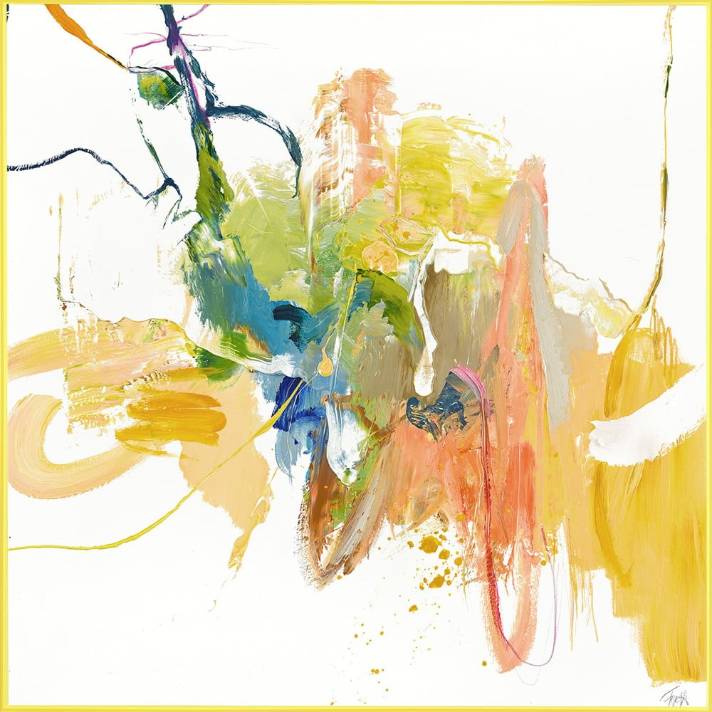 Kép kézzel festett részletekkel 102x102 cm Confidential Yellow – Malerifabrikken