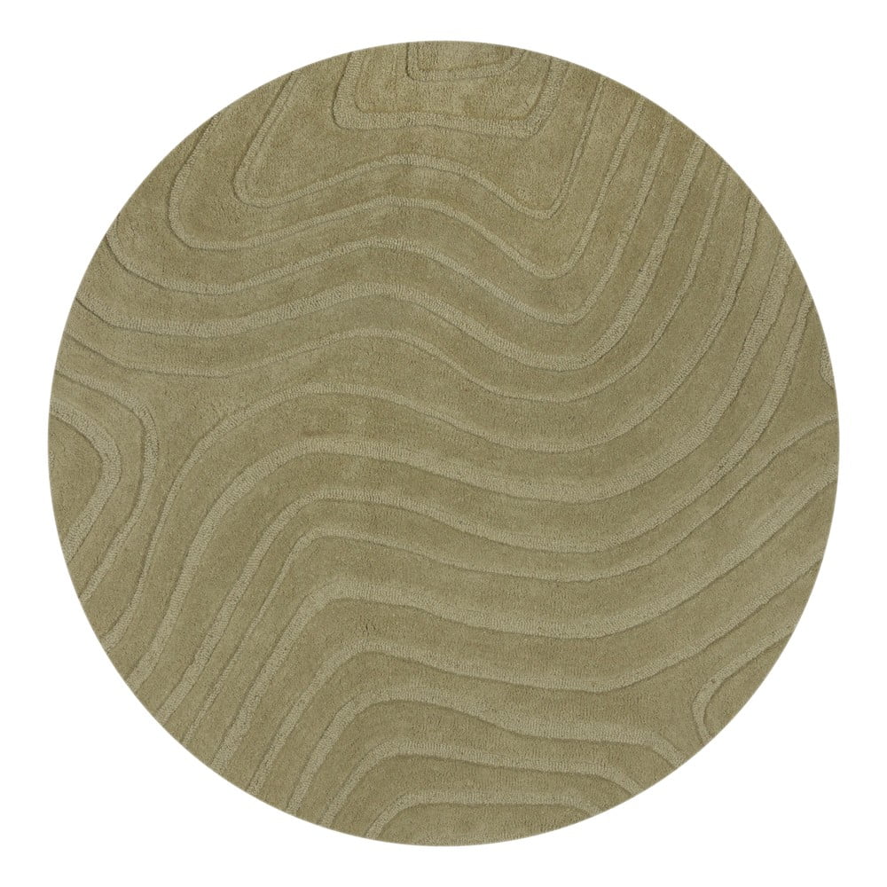 Khaki kézi szövésű gyapjú kerek szőnyeg ø 160 cm Mesmerise Sage – Flair Rugs