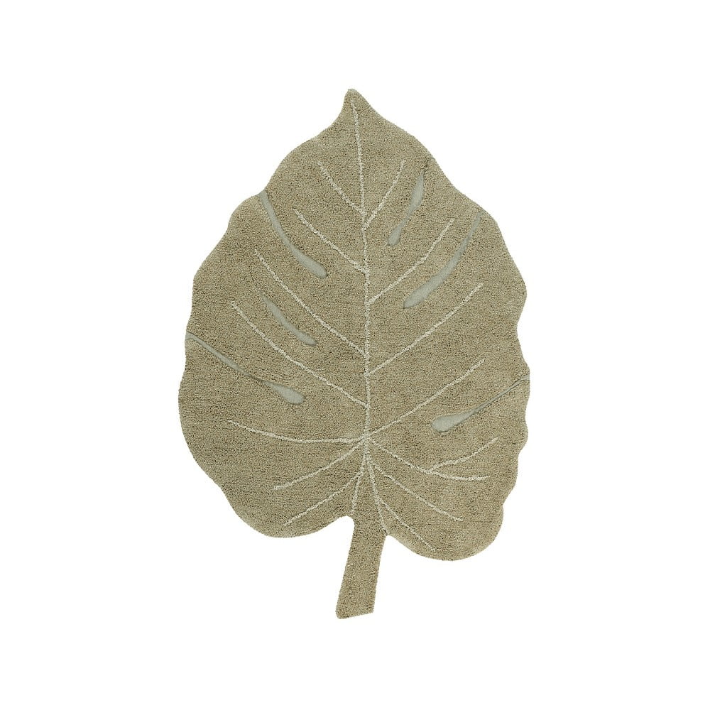 Khaki mosható kézi szövésű pamut gyerek szőnyeg 120x180 cm Monstera Olive – Lorena Canals