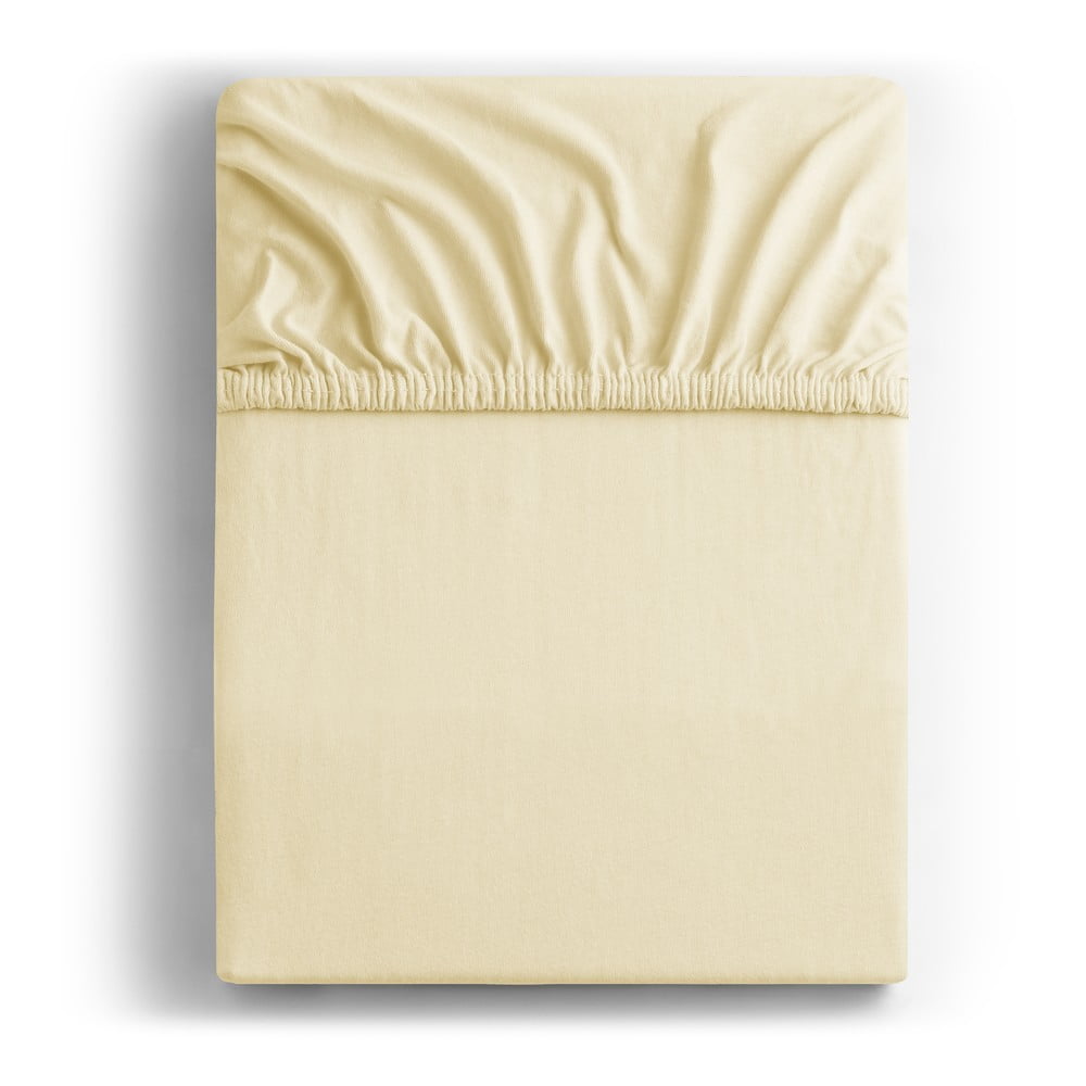 Krémszínű gumis jersey lepedő 220x200 cm Amber – DecoKing