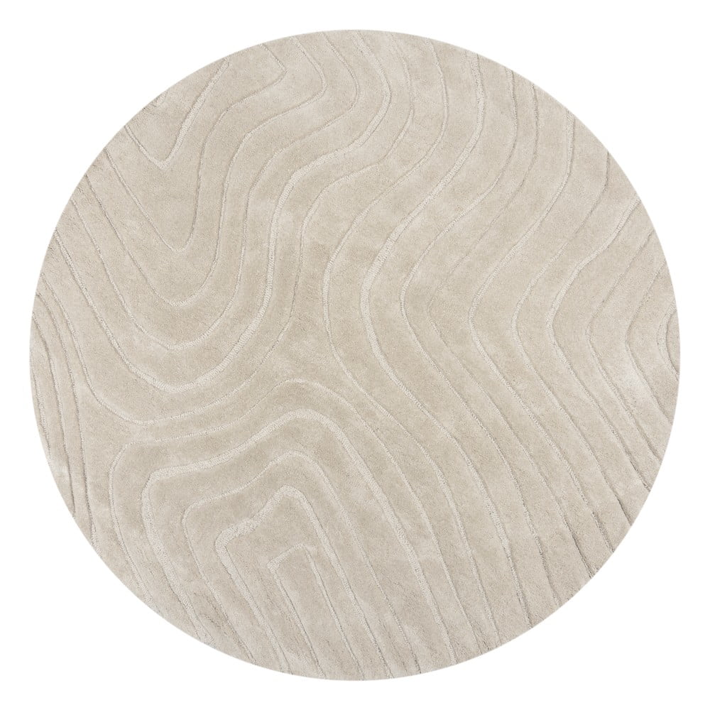 Krémszínű kézi szövésű gyapjú kerek szőnyeg ø 160 cm Mesmerise Natural – Flair Rugs