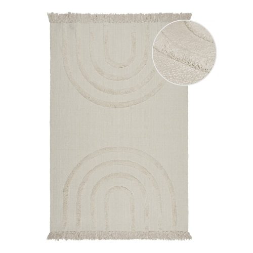 Krémszínű kézi szövésű pamut szőnyeg 60x110 cm Anais Rainbow – Flair Rugs