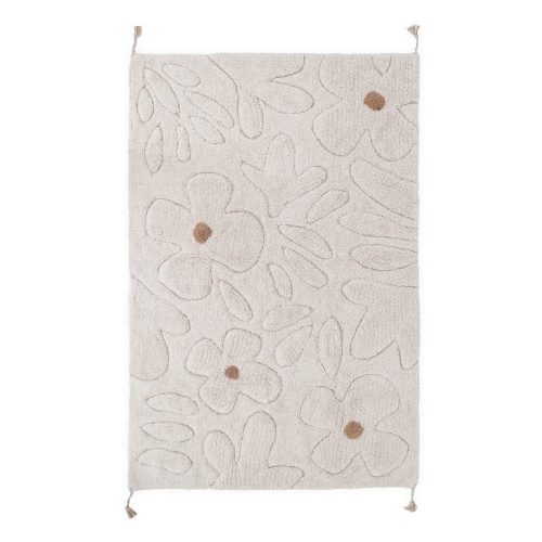 Krémszínű mosható kézi szövésű pamut gyerek szőnyeg 120x180 cm Gentle Flora – Nattiot