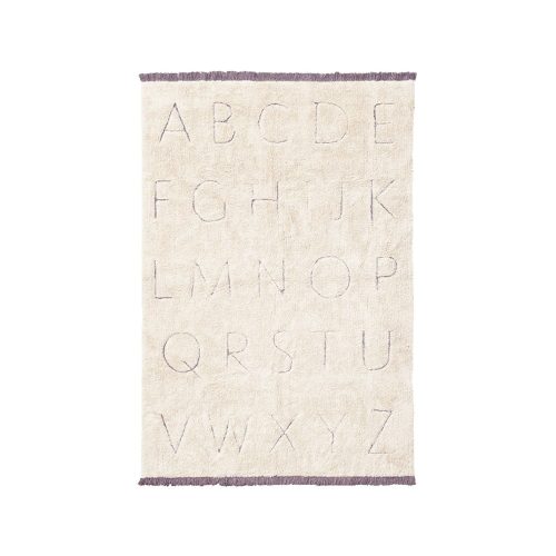 Krémszínű mosható kézi szövésű pamut gyerek szőnyeg 90x130 cm ABC – Lorena Canals