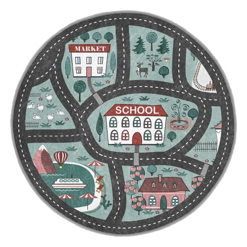 Mosható gyerek játszószőnyeg ø100 cm Happy Neighbourhood – Mila Home