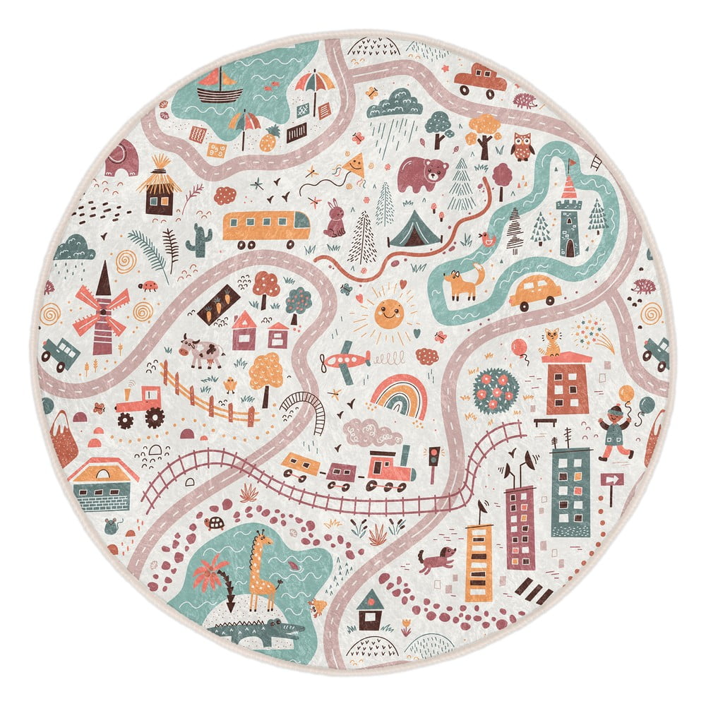 Mosható gyerek játszószőnyeg ø150 cm Furry World – Mila Home