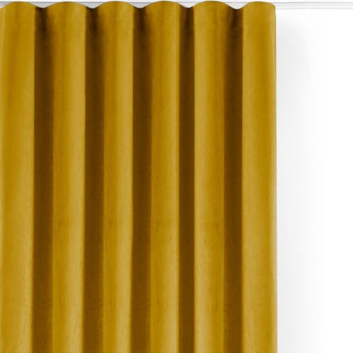 Mustársárga bársony dimout (részleges sötétítő) függöny 265x175 cm Velto – Filumi