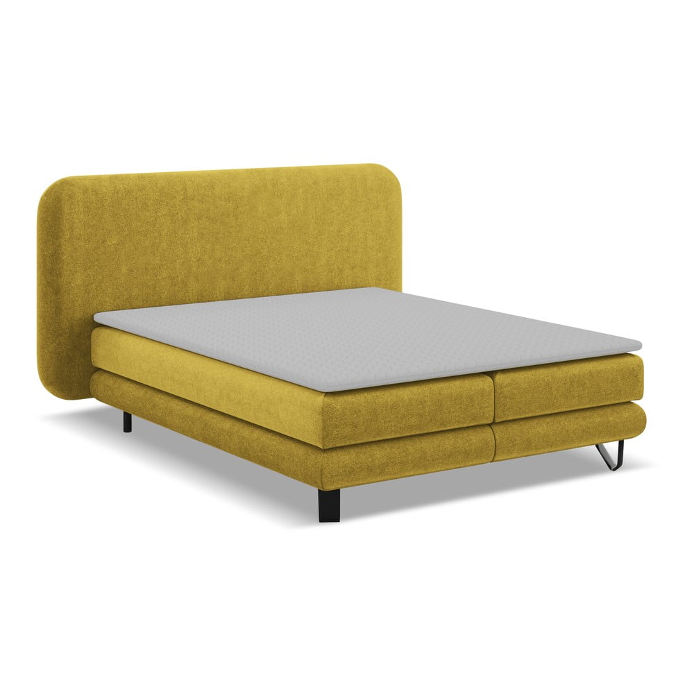 Mustársárga boxspring ágy 140x200 cm Ilima – Makamii