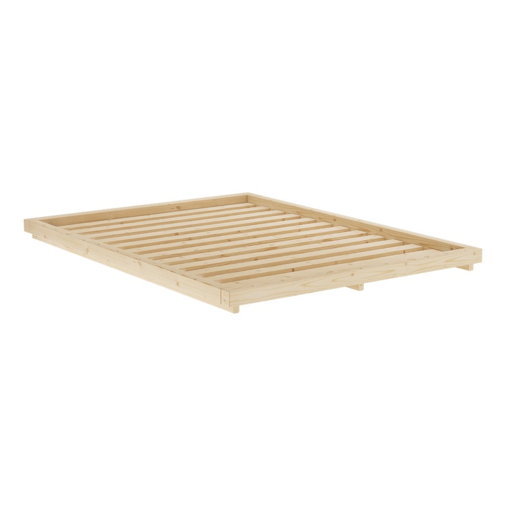 Natúr színű borovi fenyő franciaágy ágyráccsal 140x200 cm Dock – Karup Design