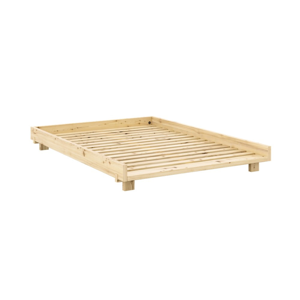 Natúr színű borovi fenyő franciaágy ágyráccsal 140x200 cm Social Bed – Karup Design
