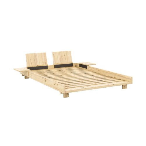 Natúr színű borovi fenyő franciaágy ágyráccsal 140x200 cm Social Bed – Karup Design