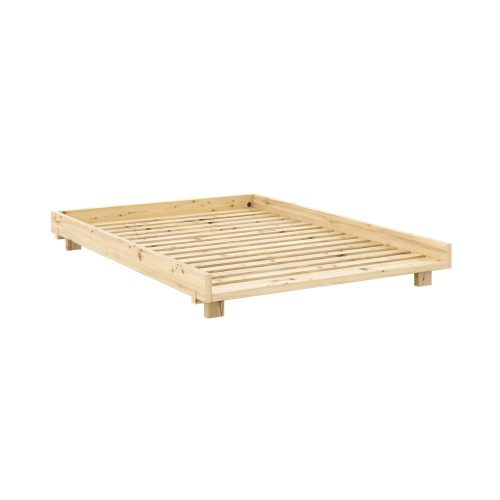 Natúr színű borovi fenyő franciaágy ágyráccsal 160x200 cm Social Bed – Karup Design