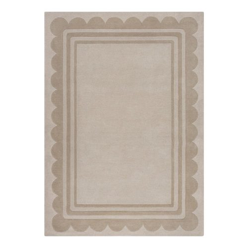 Natúr színű kézi szövésű gyapjú szőnyeg 120x170 cm Lois Scallop – Flair Rugs
