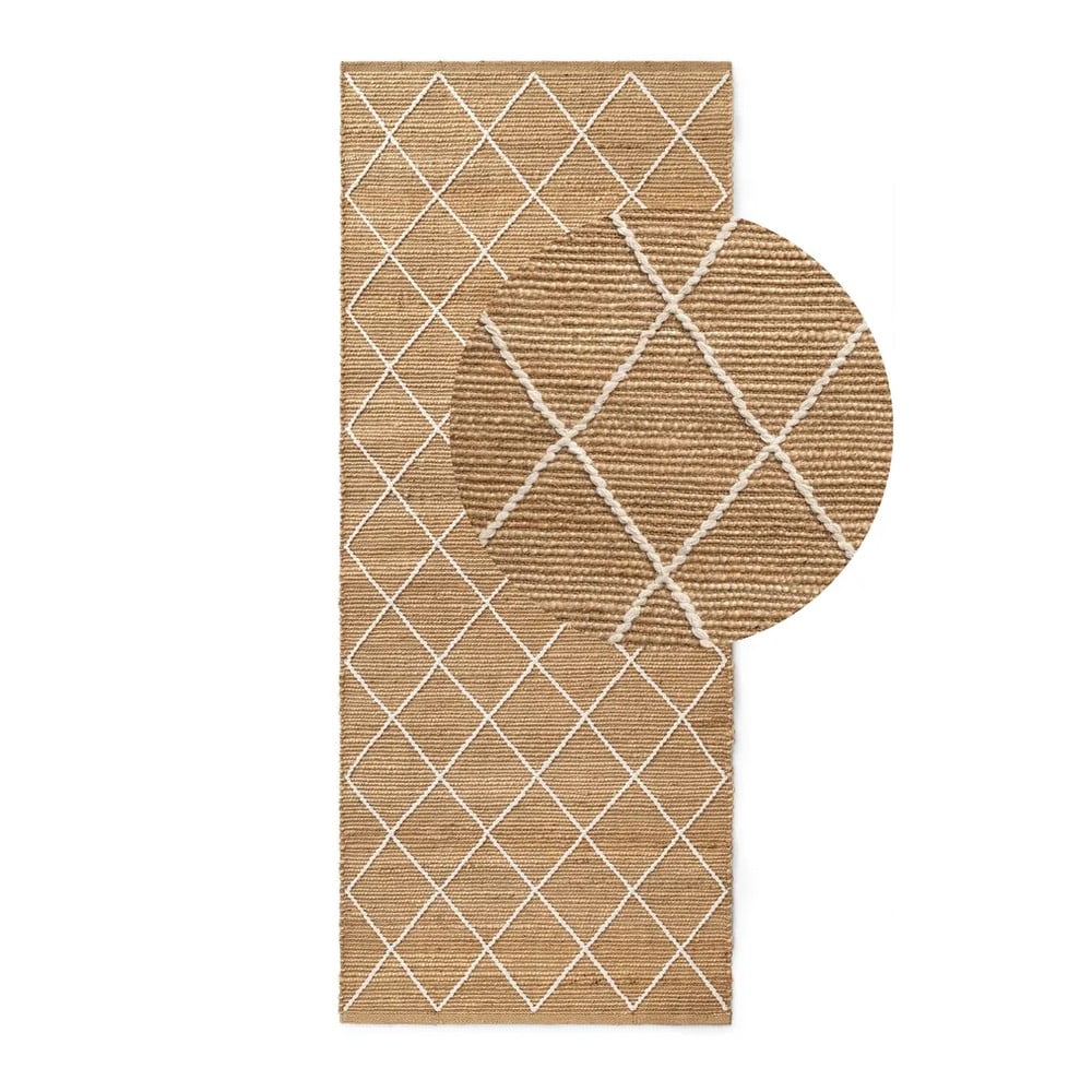 Natúr színű kézi szövésű juta futószőnyeg 80x200 cm Kunu – Hanse Home