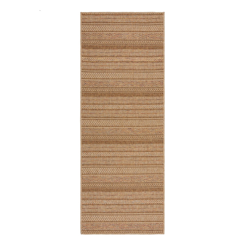 Natúr színű kültéri futószőnyeg 80x230 cm Farah Stripe – Flair Rugs