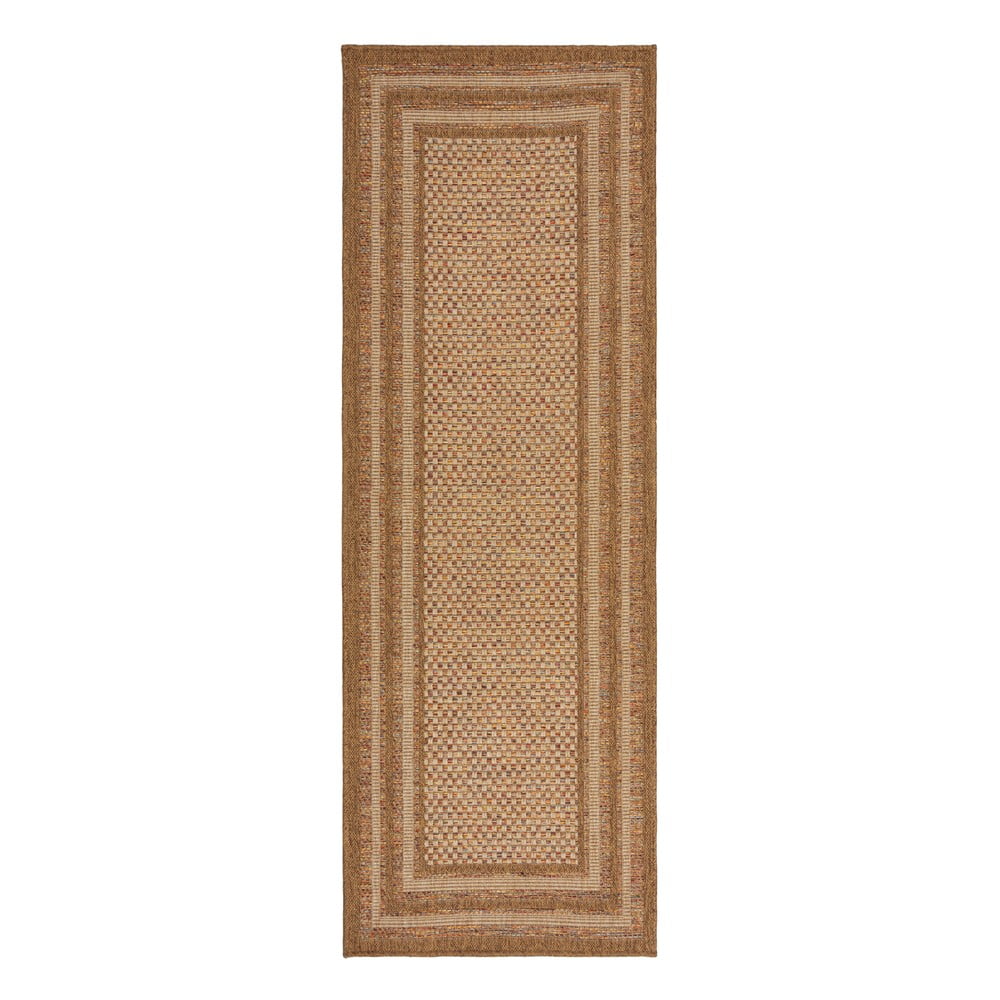 Natúr színű kültéri futószőnyeg 80x230 cm Layla Border – Flair Rugs
