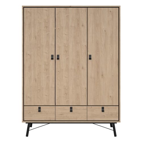 Natúr színű ruhásszekrény tölgyfa dekorral 150x200 cm Ry – Tvilum