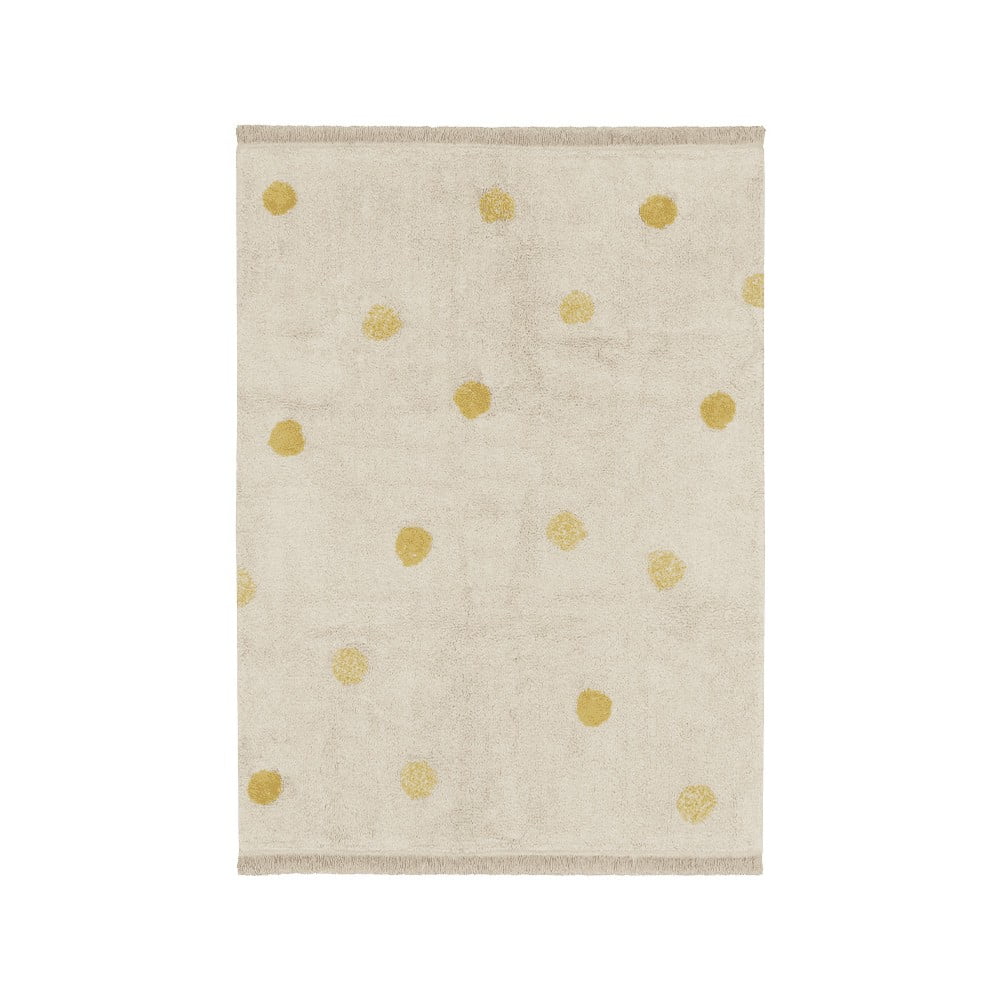 Okkersárga-krémszínű mosható kézi szövésű pamut gyerek szőnyeg 120x160 cm Hippy Dots Honey – Lorena Canals