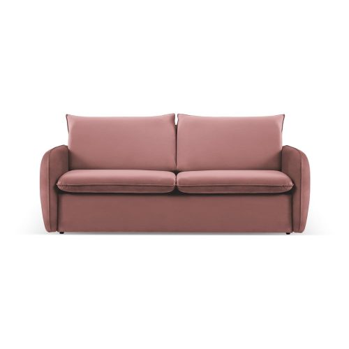 Rózsaszín bársony kinyitható kanapé 214 cm Vienna – Cosmopolitan Design