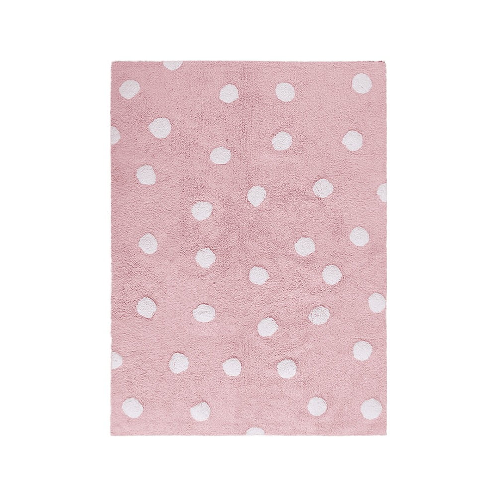 Rózsaszín mosható kézi szövésű pamut gyerek szőnyeg 120x160 cm Polka Dots Pink – Lorena Canals