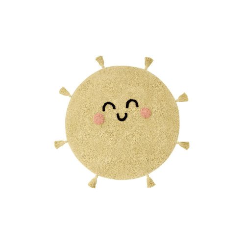 Sárga mosható kézi szövésű pamut gyerek szőnyeg ø100 cm You're My Sunshine – Lorena Canals