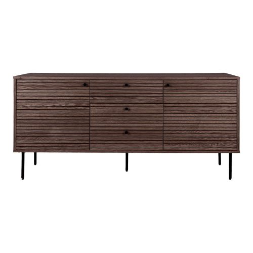 Sötétbarna alacsony komód tölgyfa dekorral 150x74 cm Kyoto – House Nordic
