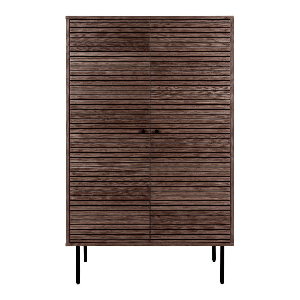 Sötétbarna szekrény tölgyfa dekorral 80x130 cm Kyoto – House Nordic