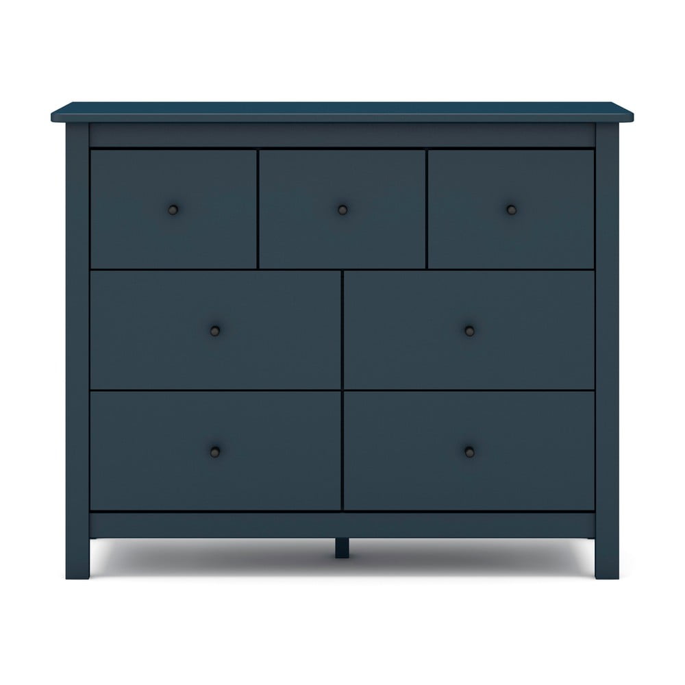 Sötétkék borovi fenyő alacsony komód 110x80 cm Misti – Marckeric