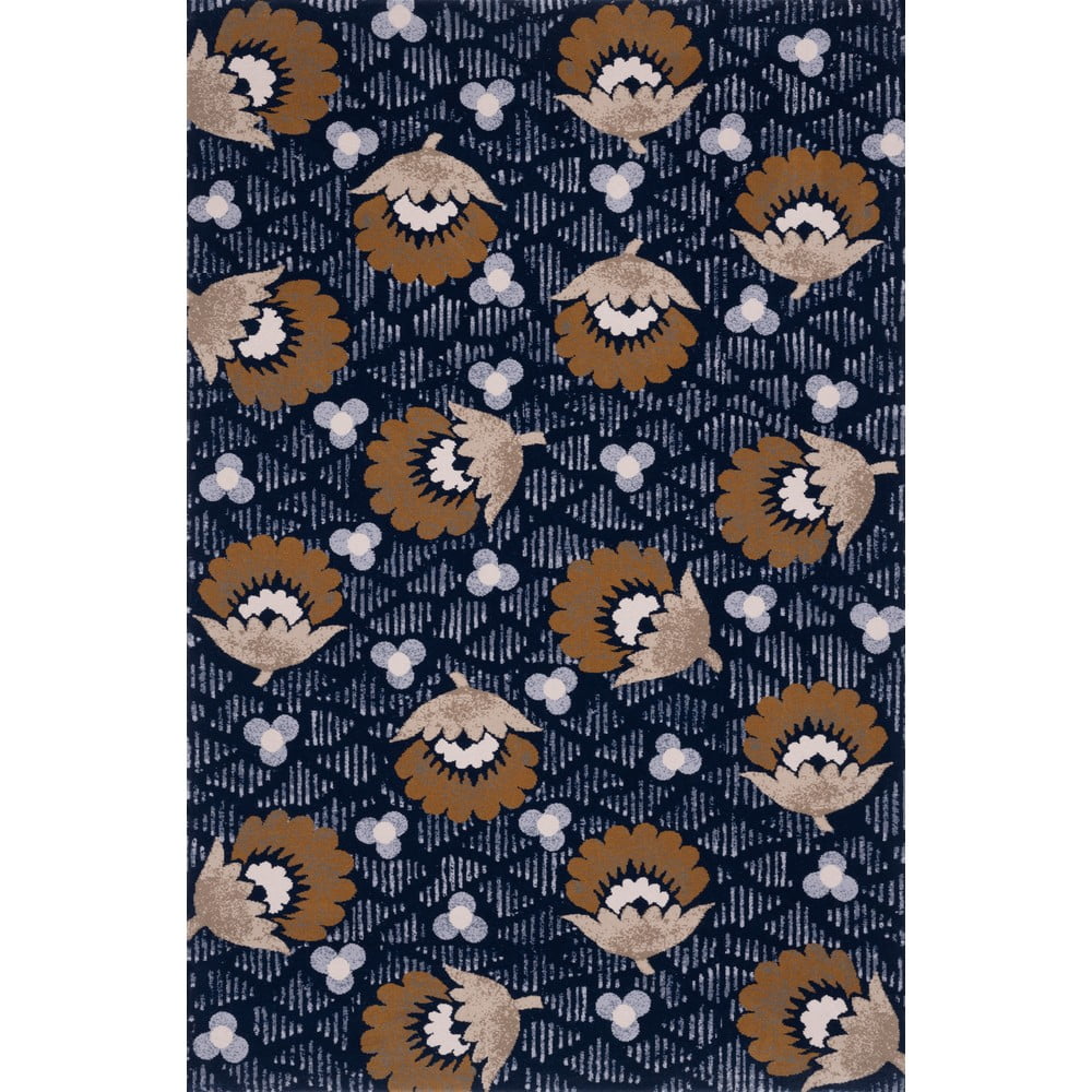Sötétkék gyapjú szőnyeg 200x300 cm Chintz – Agnella