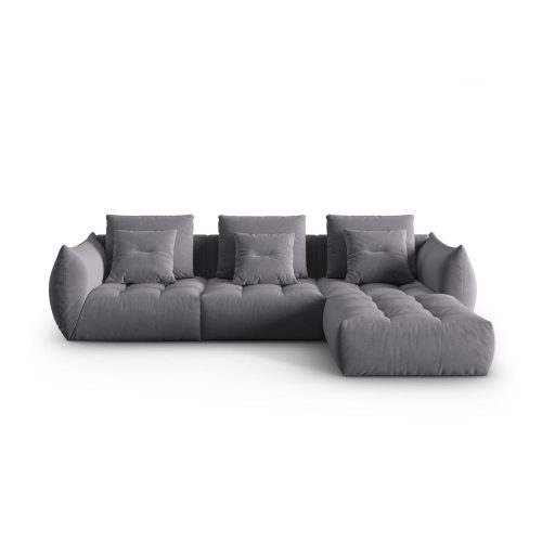 Sötétszürke buklé sarokkanapé (variálható) Bloom – Micadoni Home