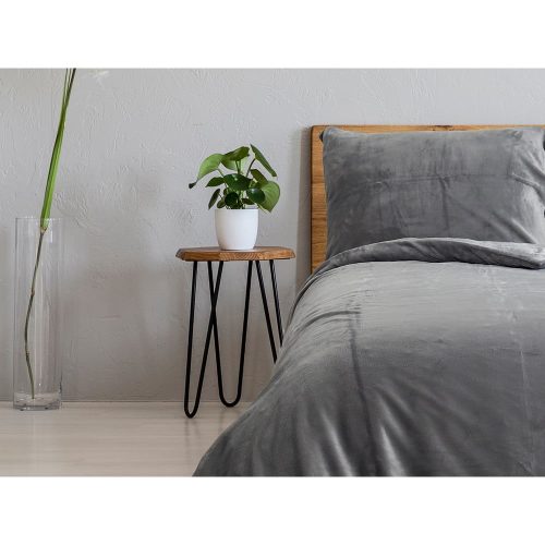 Sötétszürke egyszemélyes mikroflanel ágyneműhuzat 140x200 cm Uni – B.E.S.