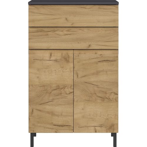 Sötétszürke fürdőszoba szekrény tölgyfa dekorral 60x97 cm Salinas - Germania