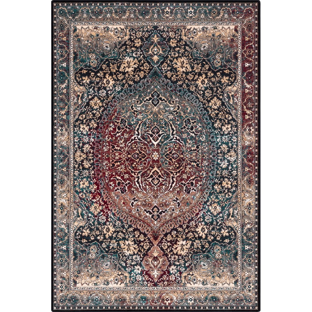 Sötétzöld gyapjú szőnyeg 133x180 cm Ava – Agnella