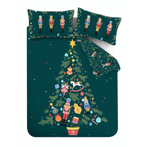 Sötétzöld kétszemélyes-hosszabbított ágyneműhuzat 200x200 cm Nutcracker – Catherine Lansfield