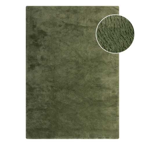 Sötétzöld szintetikus szőrme szőnyeg 200x290 cm Faroe Wool Look Fur – Flair Rugs