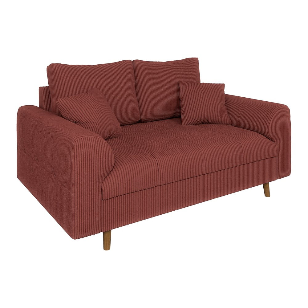 Téglavörös kordbársony kanapé 150 cm Ariella – Ropez