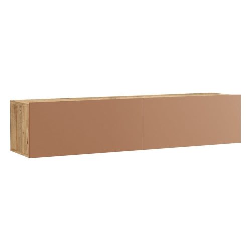 Téglavörös-natúr színű TV-állvány borovi fenyő dekorral 140x29x32 cm – Kalune Design