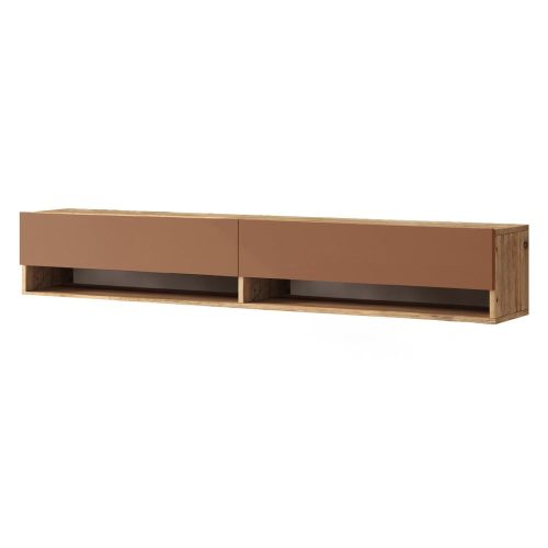 Téglavörös-natúr színű TV-állvány borovi fenyő dekorral 180x29x32 cm – Kalune Design