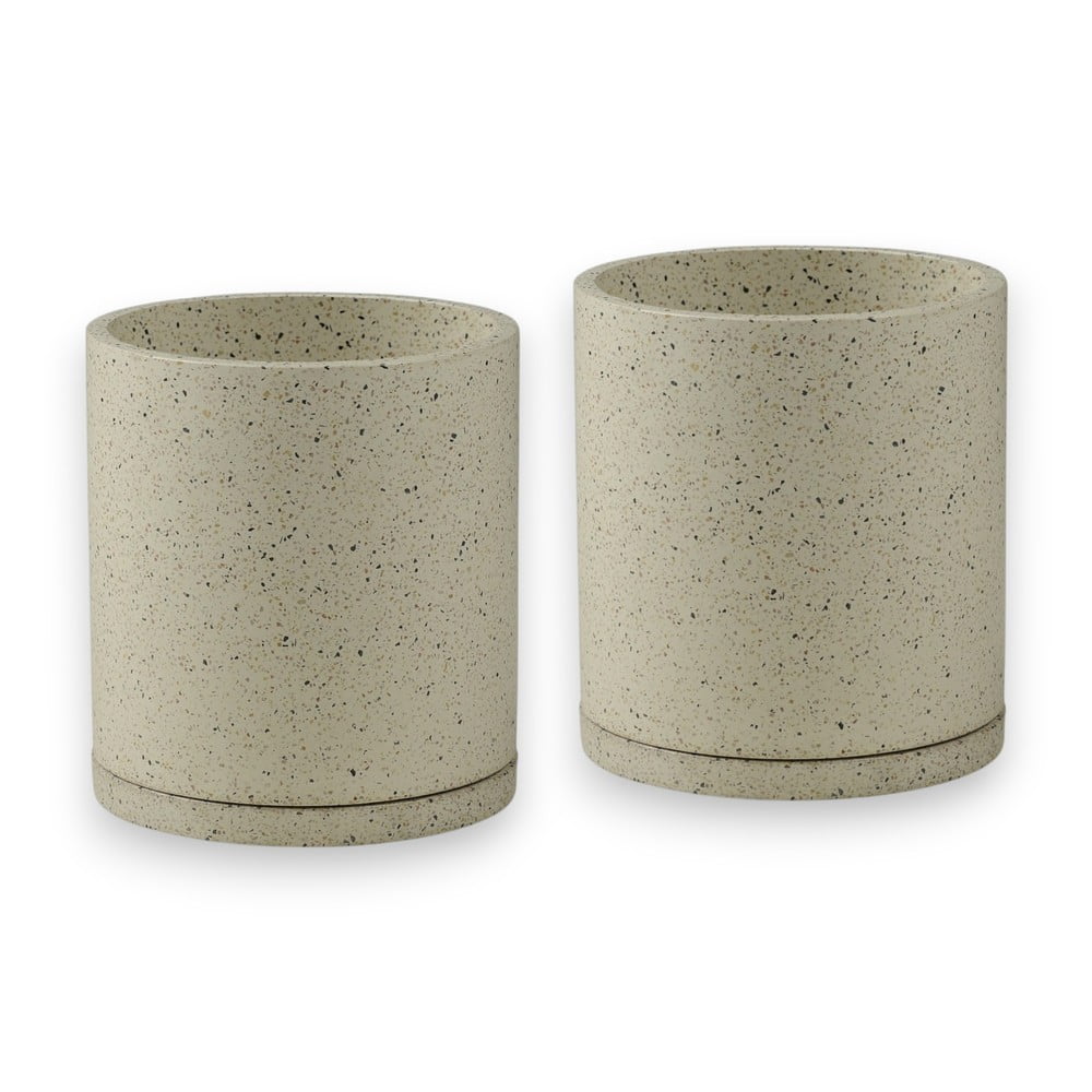 Terrazzo 2 db fehér virágcserép