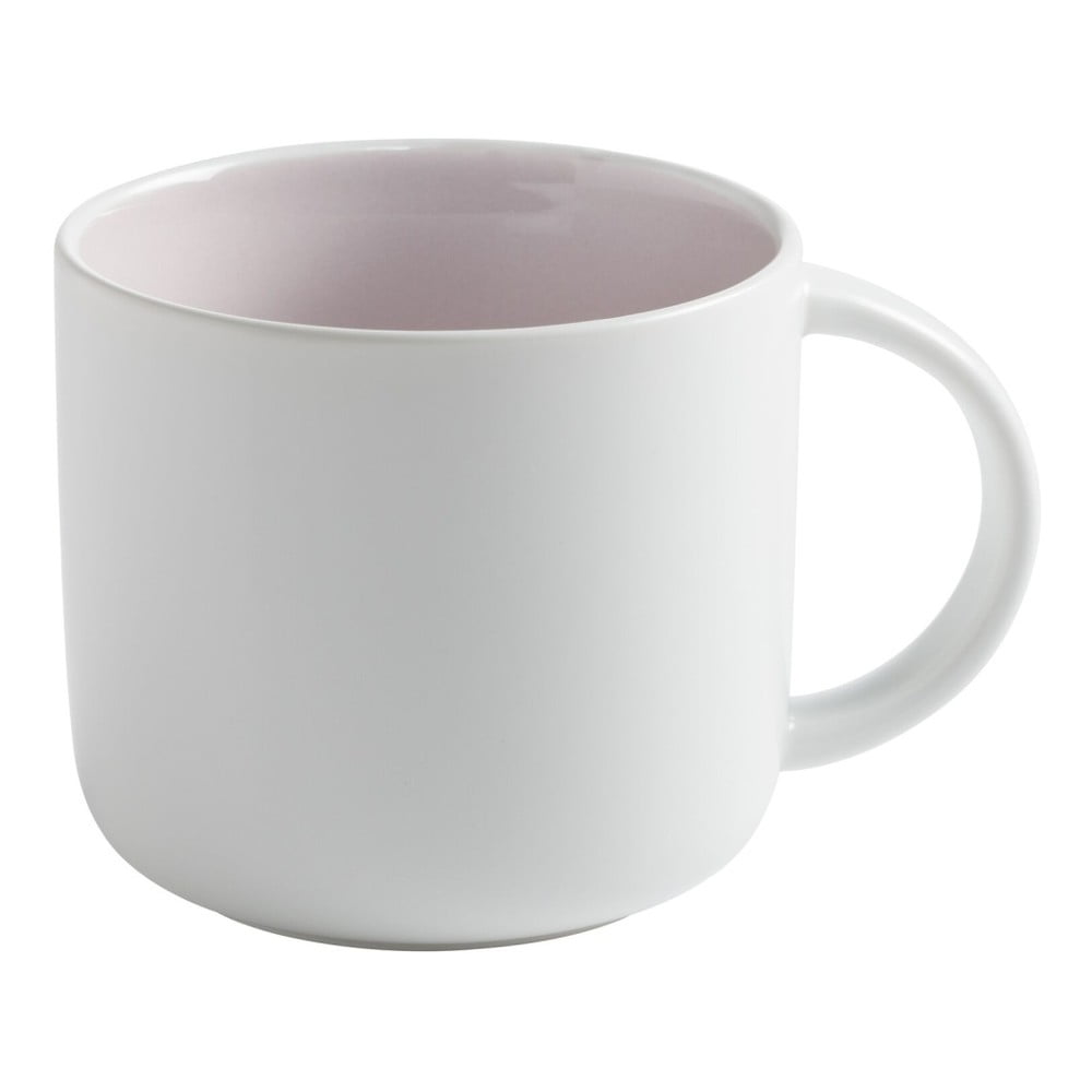 Tint fehér porcelán bögre rózsaszín belsővel
