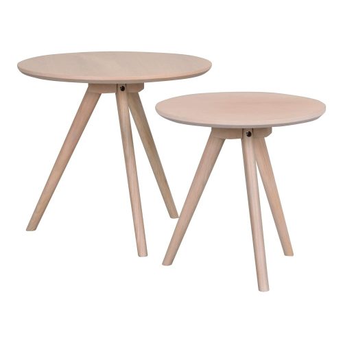 Tölgyfa kerek tárolóasztal szett 2 db-os ø 50 cm Yumi – Rowico