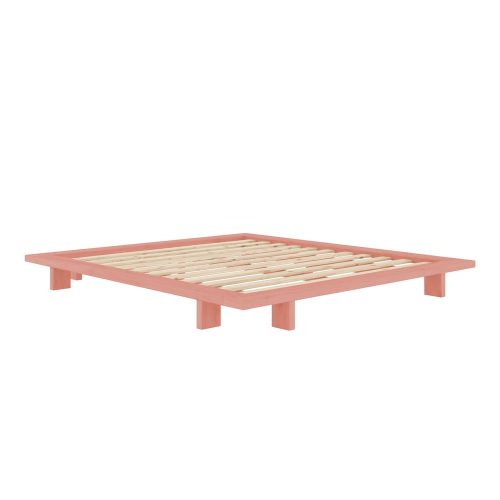 Világos rózsaszín borovi fenyő franciaágy ágyráccsal 160x200 cm Japan – Karup Design