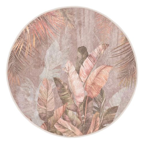 Világos rózsaszín mosható kerek szőnyeg ø 80 cm Dusty Leaves – Mila Home