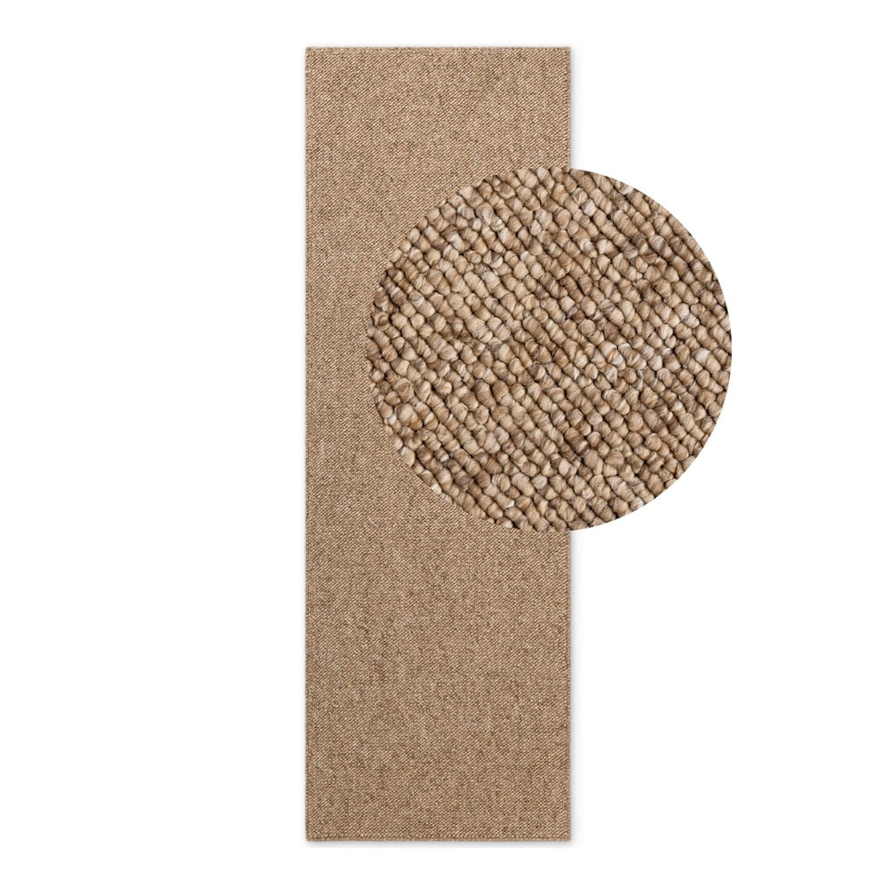Világosbarna mosható futószőnyeg 80x240 cm Rocco Caramel – Elle Decoration