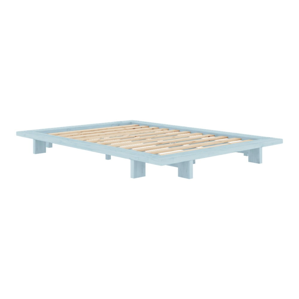 Világoskék borovi fenyő franciaágy ágyráccsal 180x200 cm Japan – Karup Design