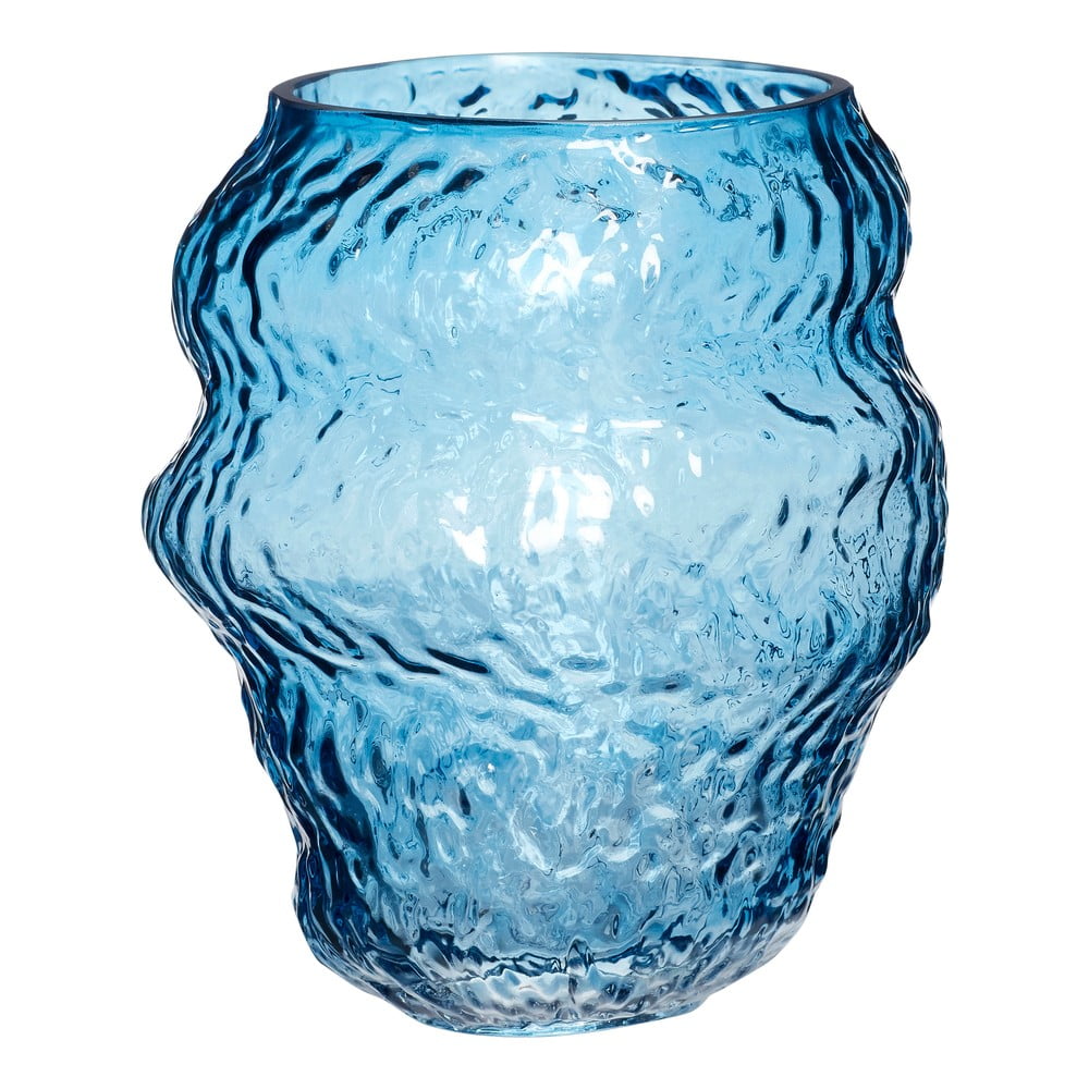 Világoskék üveg kézzel készített váza (magasság 18 cm) Aurora – Hübsch