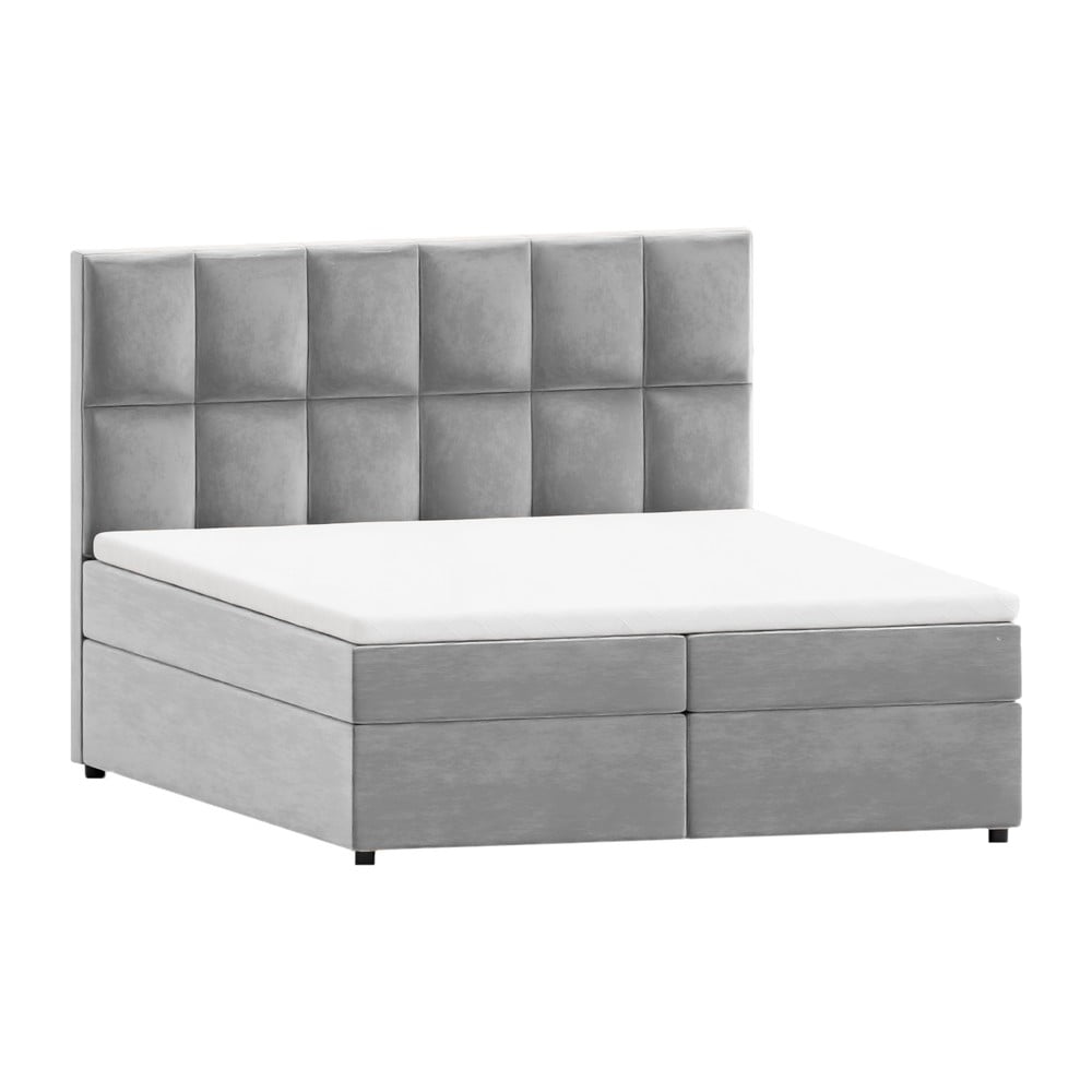 Világosszürke ágyneműtartós boxspring ágy 180x200 cm Flip – Ropez