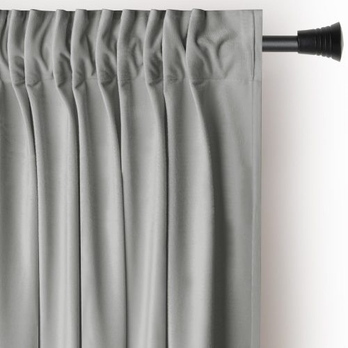 Világosszürke bársony dimout (részleges sötétítő) függöny 140x270 cm Pleat – Restilo