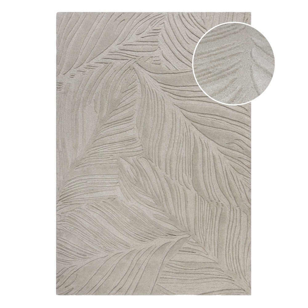Világosszürke gyapjú szőnyeg 200x290 cm Lino Leaf – Flair Rugs